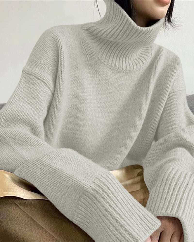 Casual Loose Knit Turtleneck Sweater