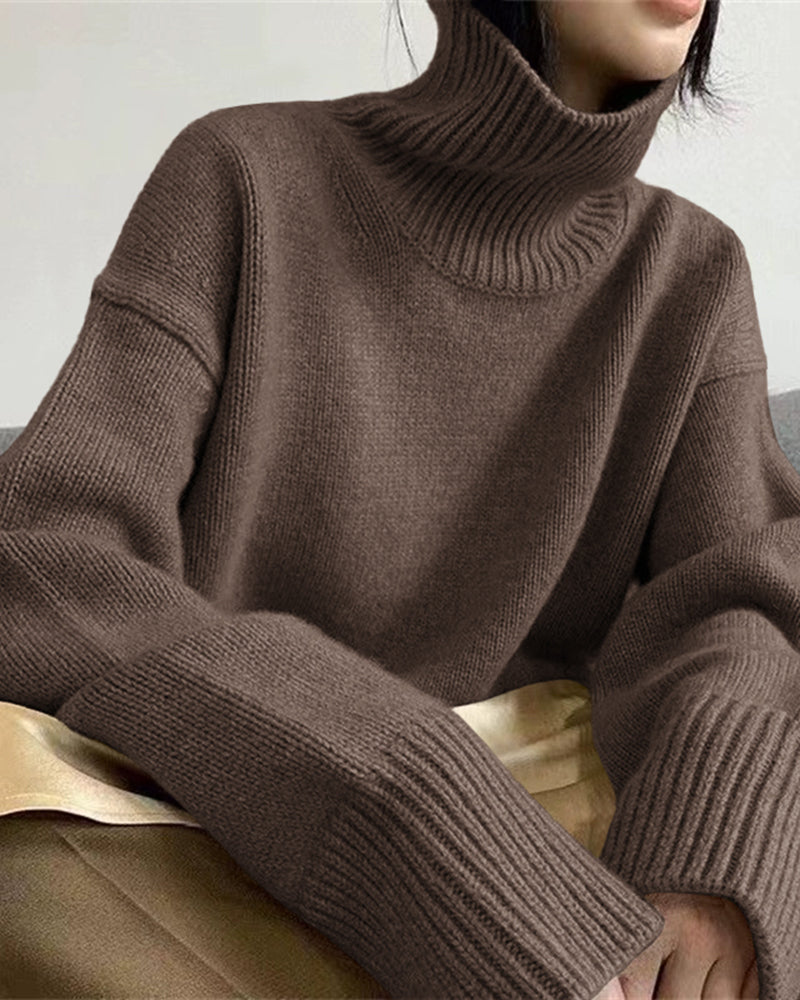 Casual Loose Knit Turtleneck Sweater