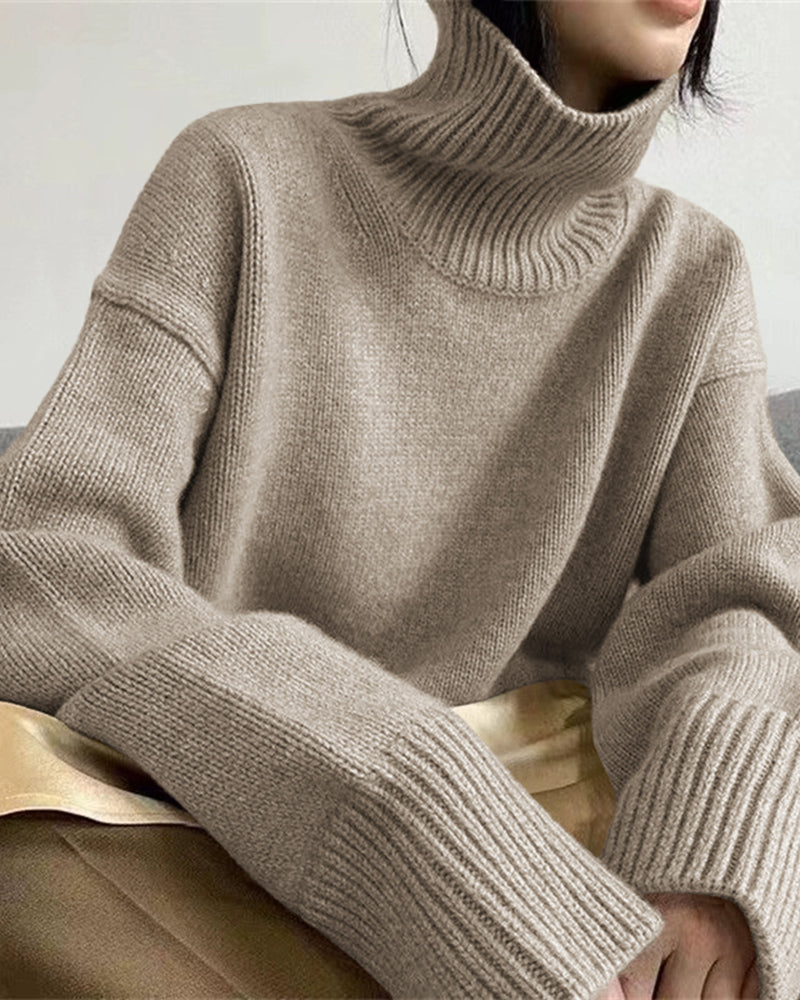 Casual Loose Knit Turtleneck Sweater